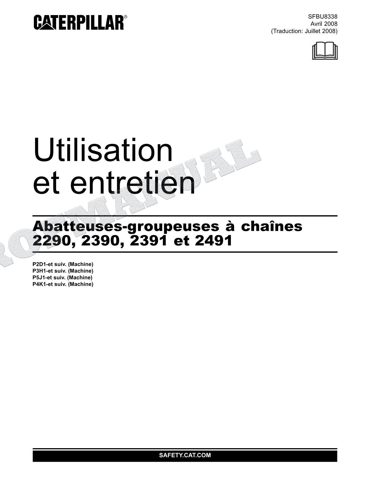 Caterpillar 2290 2390 2391 Abatteuse groupeuse Manuel D'Opération Et D'Entretien