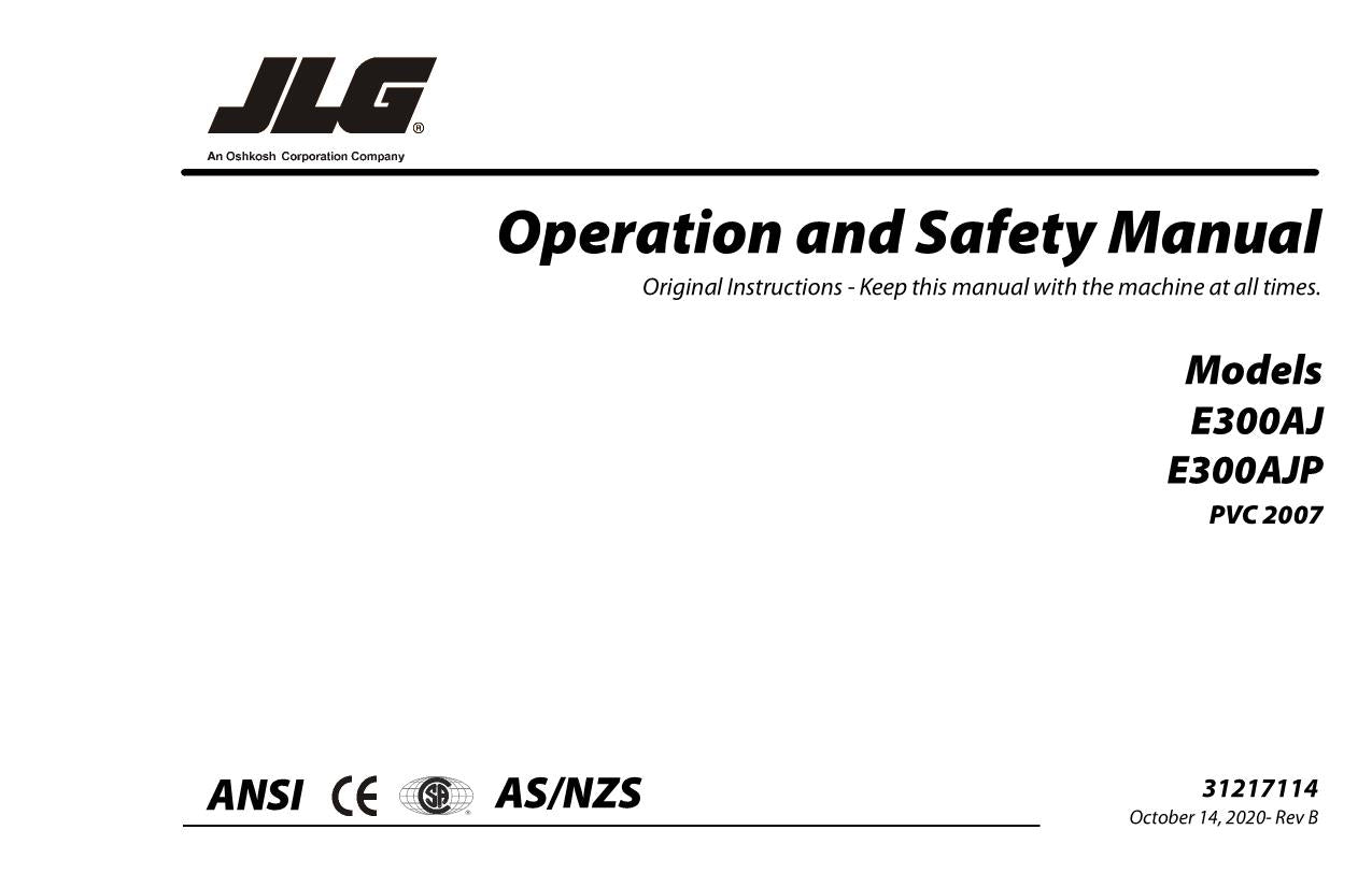 Manual del operador de mantenimiento y operación de la plataforma elevadora JLG E300AJ E300AJP 31217114