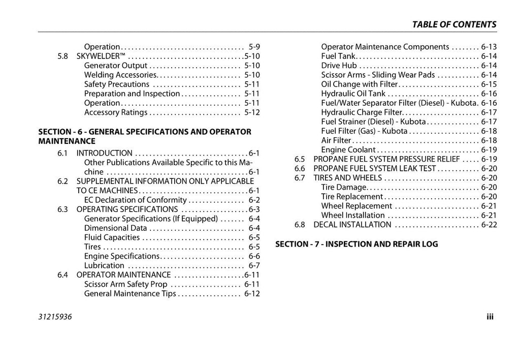 JLG RT3394 RT4394 Scissor Lift Maintenance Operation Operators Manual 31215936