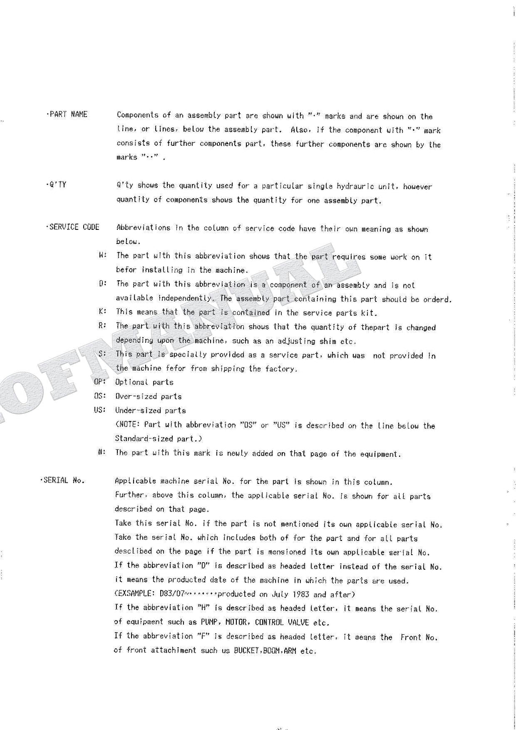 HITACHI WH04D WH051D Equipment Component Excavator Parts Catalog Manual SN 0001-
