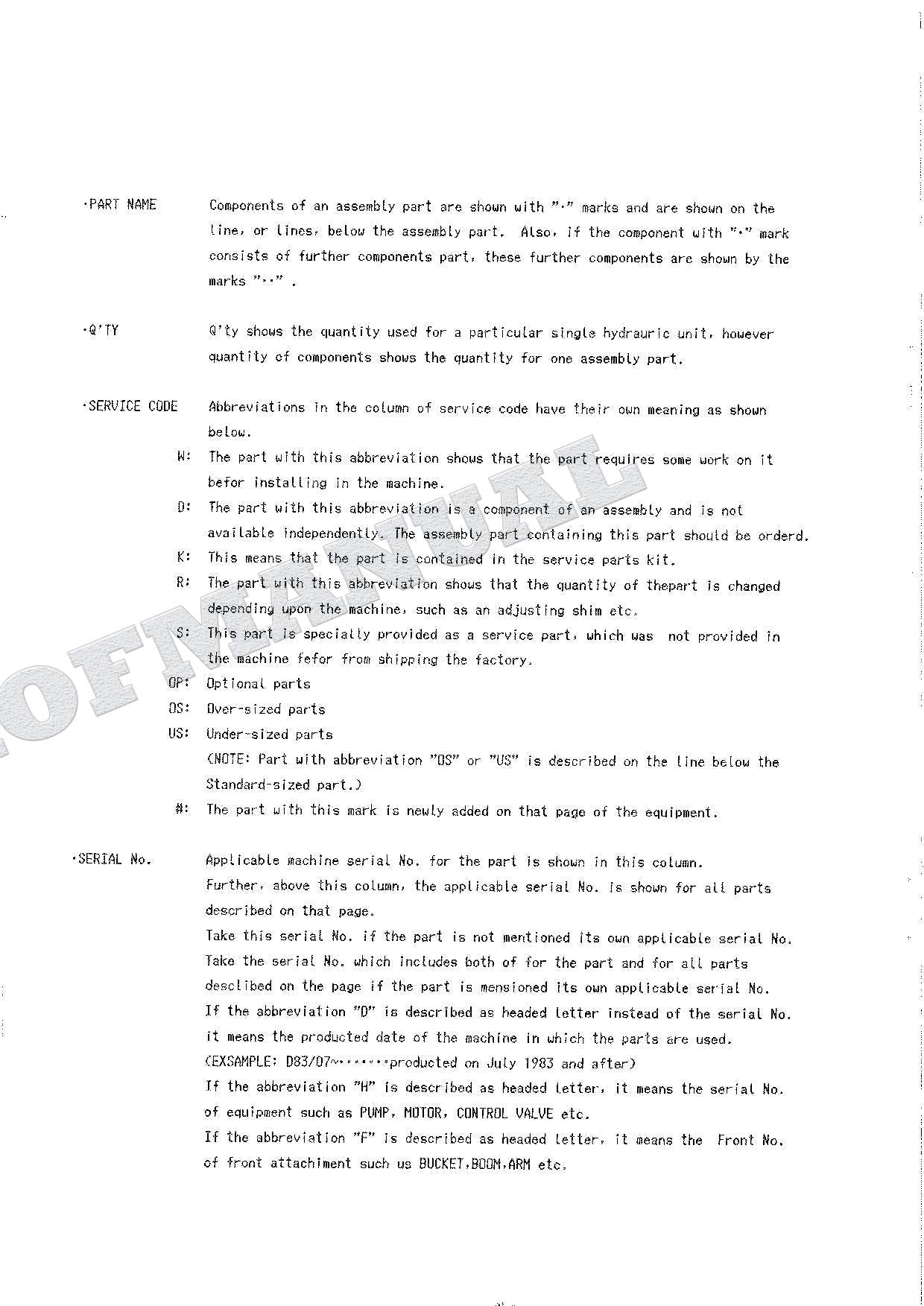 HITACHI WH04D WH051D Equipment Component Excavator Parts Catalog Manual SN 0001-