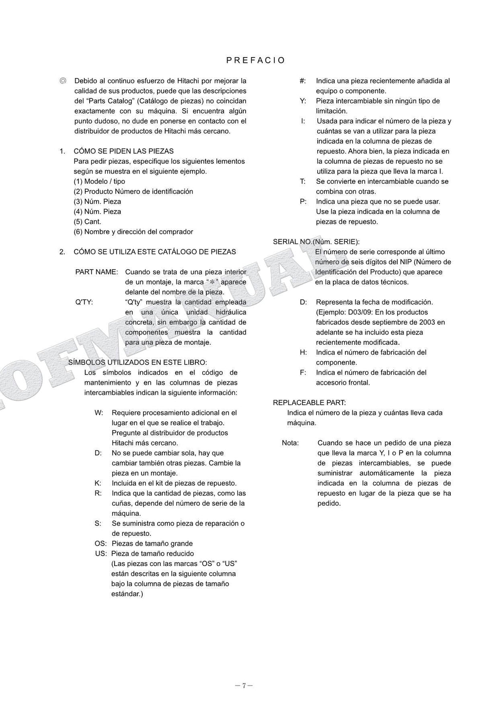 HITACHI ZAXIS ZX85USB-5A Equipment Component Excavator Parts Catalog Manual