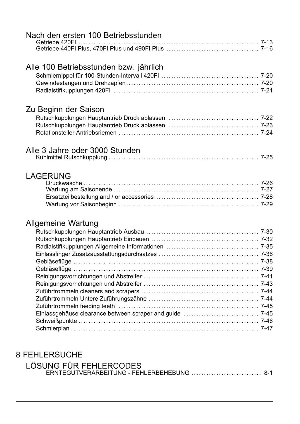 New Holland 420FI 440FI PLUS 470FI PLUS 490FI PLUS Schneidwerk Betriebsanleitung