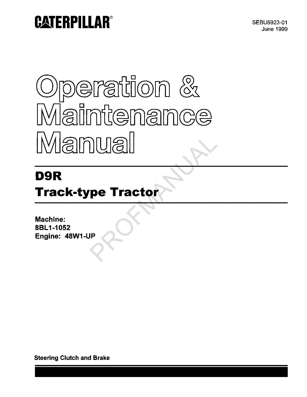 Manual de mantenimiento del operador del tractor de cadenas Caterpillar D9R serie 8BL1-Up 48W1-UP