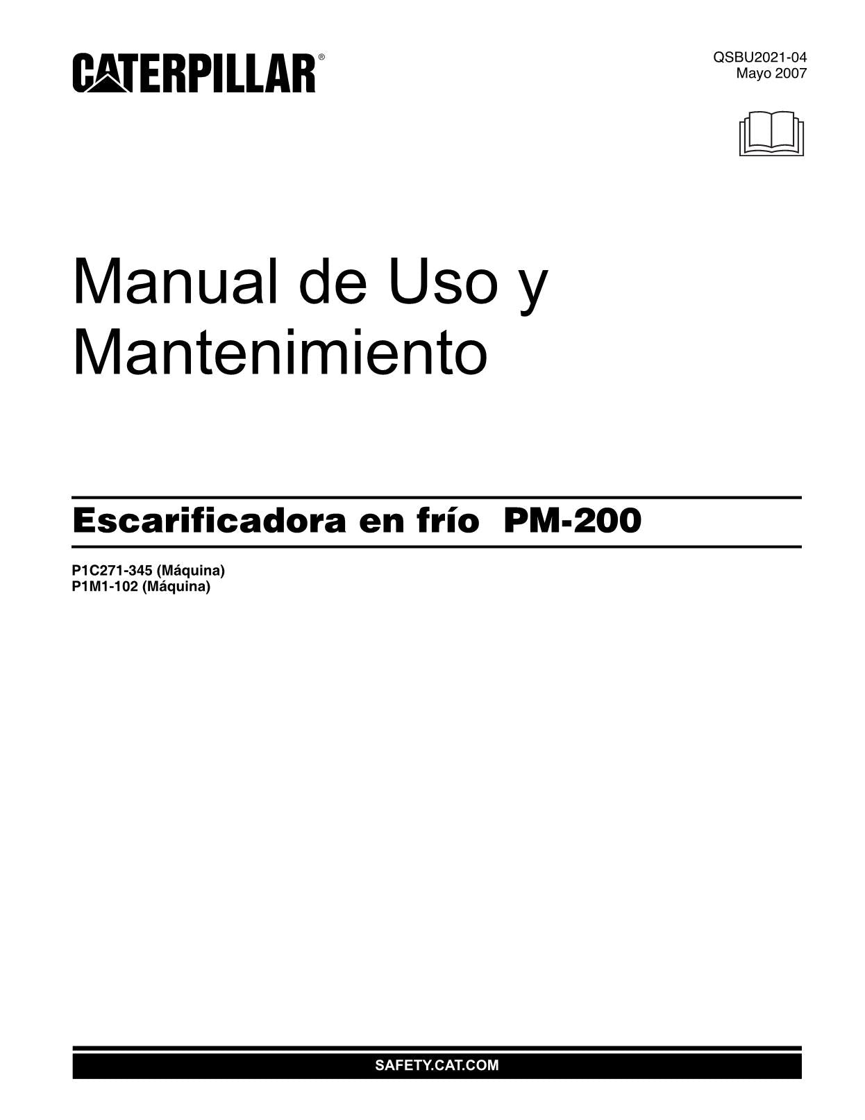 Caterpillar PM200 Perfiladora de pavimento en frío Manual de Operación Español