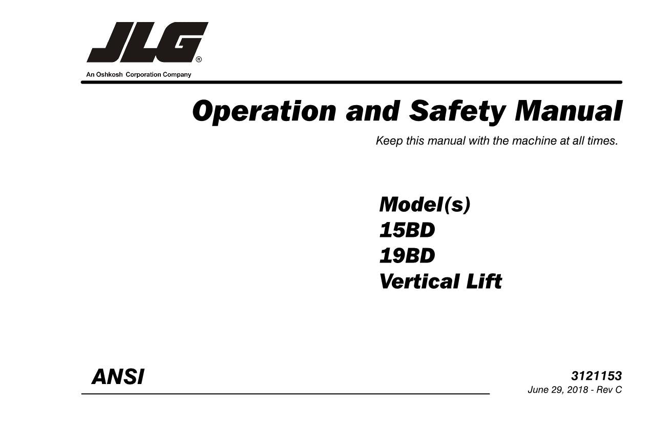 Manual del operador de mantenimiento y operación del mástil vertical JLG 15BD 19BD