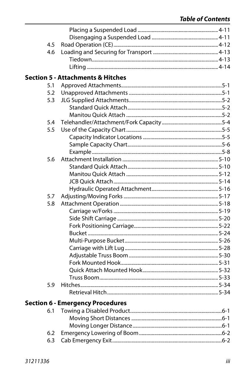 Manual del operador de mantenimiento y operación del manipulador telescópico JLG 3614RS 4017RS 31211336