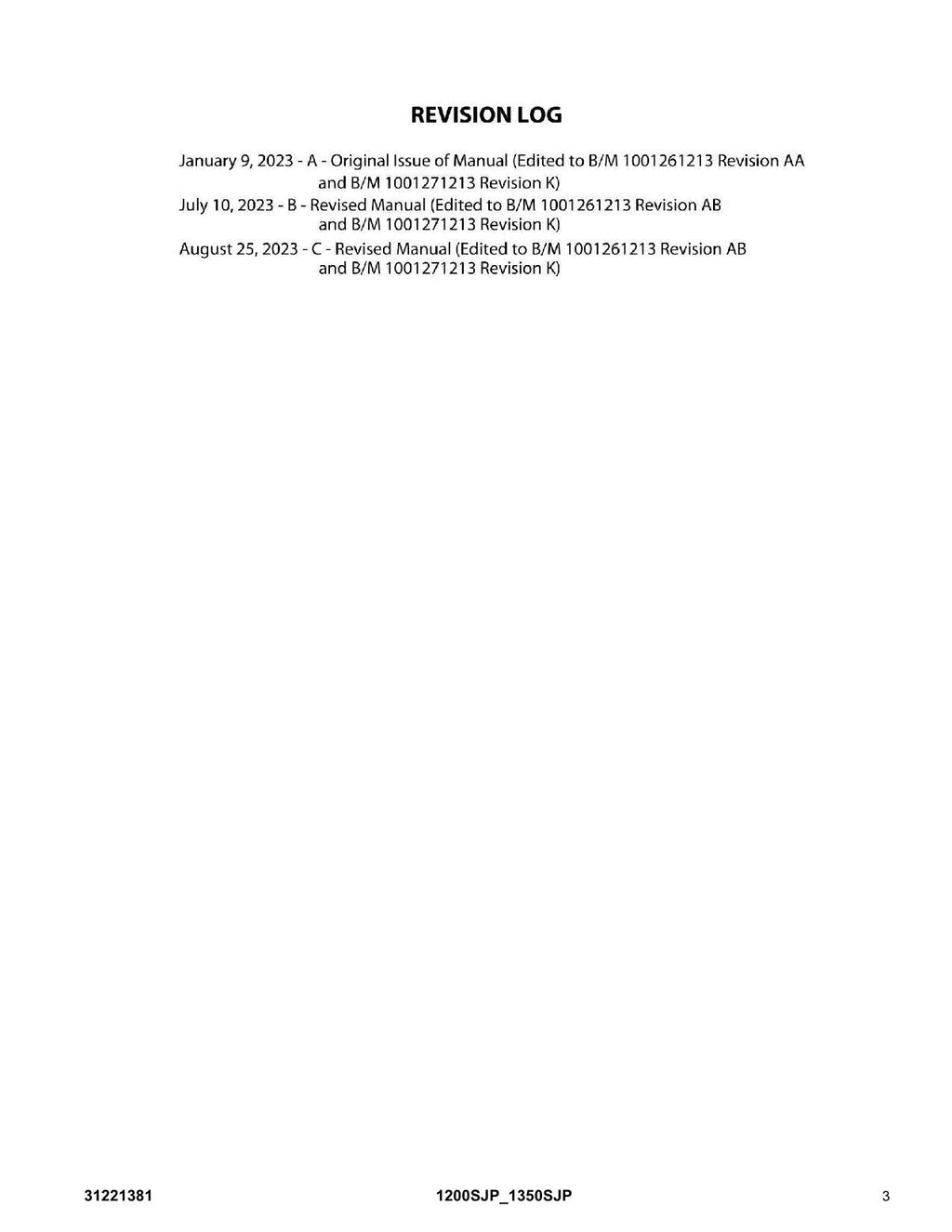 JLG 1200SJP 1350SJP Boom Lift Parts Catalog Manual 31221381