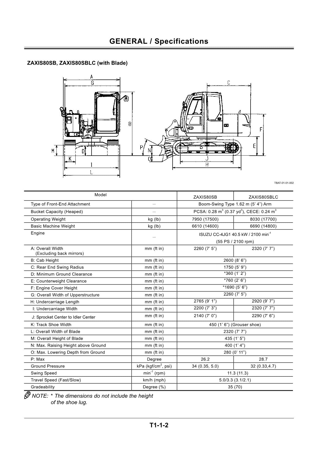 HITACHI ZX80SB ZX80SBLC Excavator Operational Principle Technical Manual