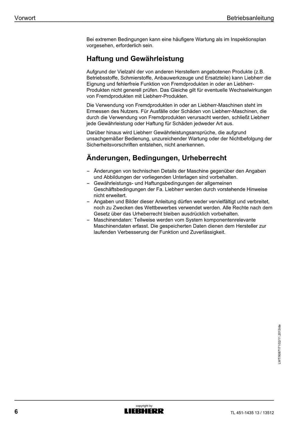 Liebherr TL451 13 Teleskoplader Betriebsanleitung
