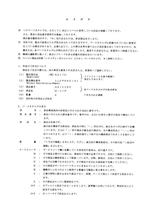 Manual del catálogo de piezas de la excavadora Hitachi EX17U