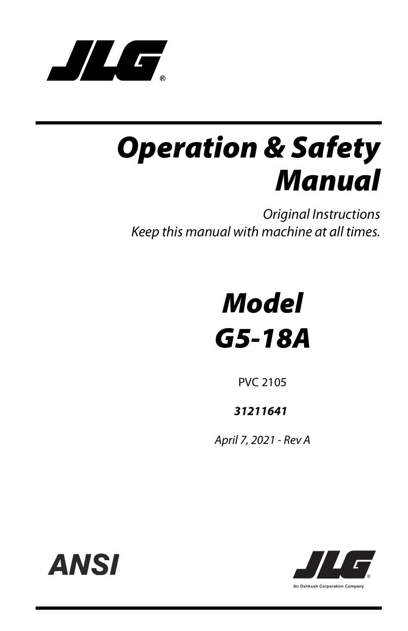 Manual del operador de mantenimiento y operación del manipulador telescópico JLG G5-18A 31211641