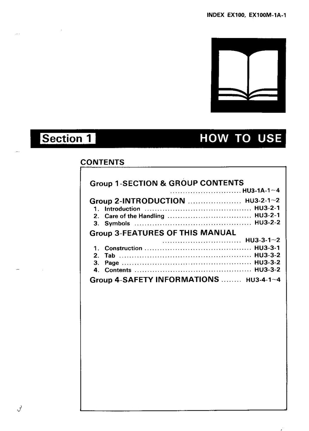 HITACHI EX100 Excavator Service Manual