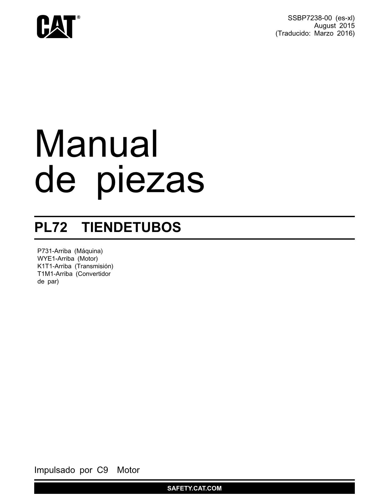 Caterpillar PL72 Tendetubos Manual de piezas Español
