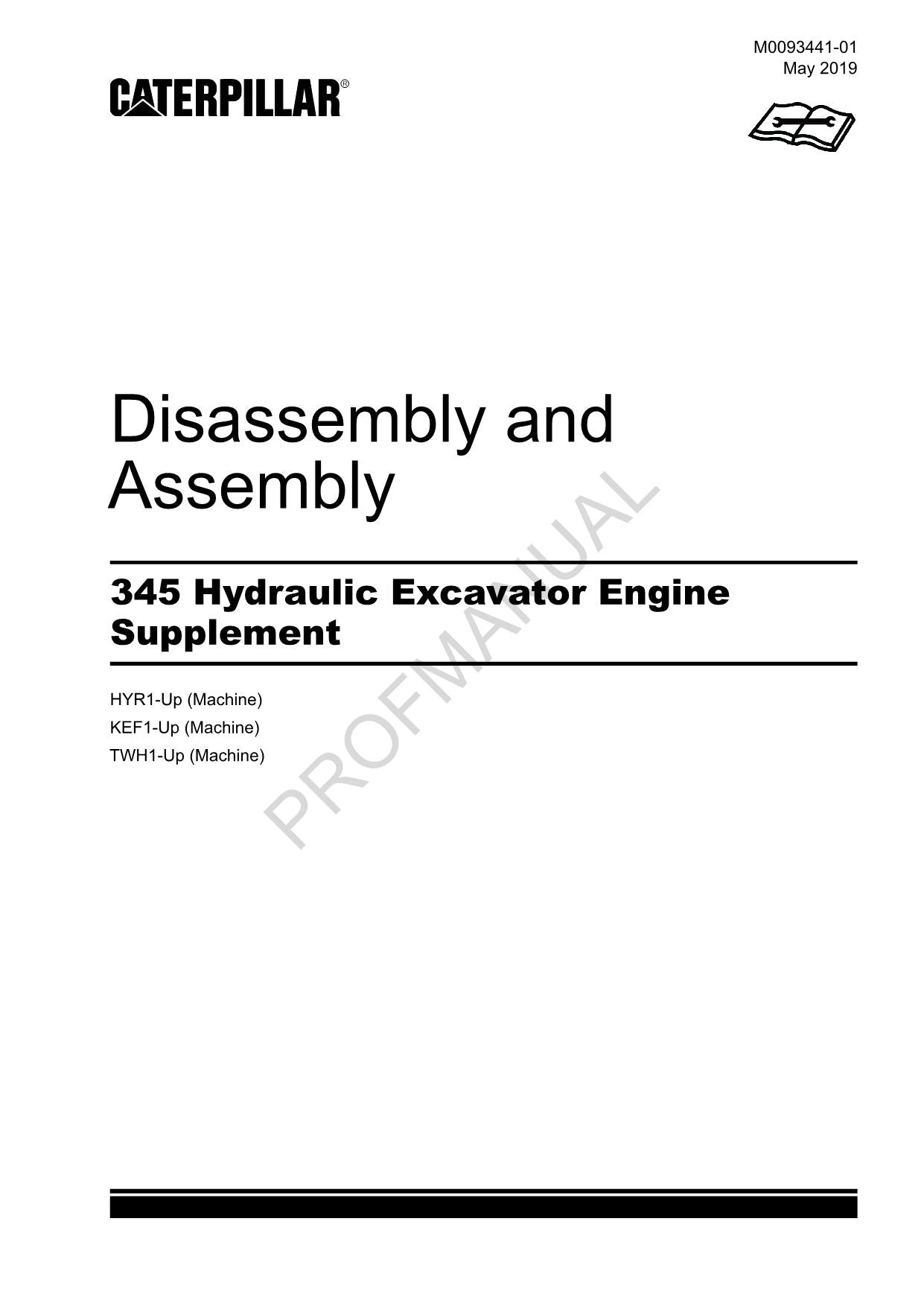 Manual de desmontaje y montaje suplementario del motor de la excavadora hidráulica Caterpillar 345