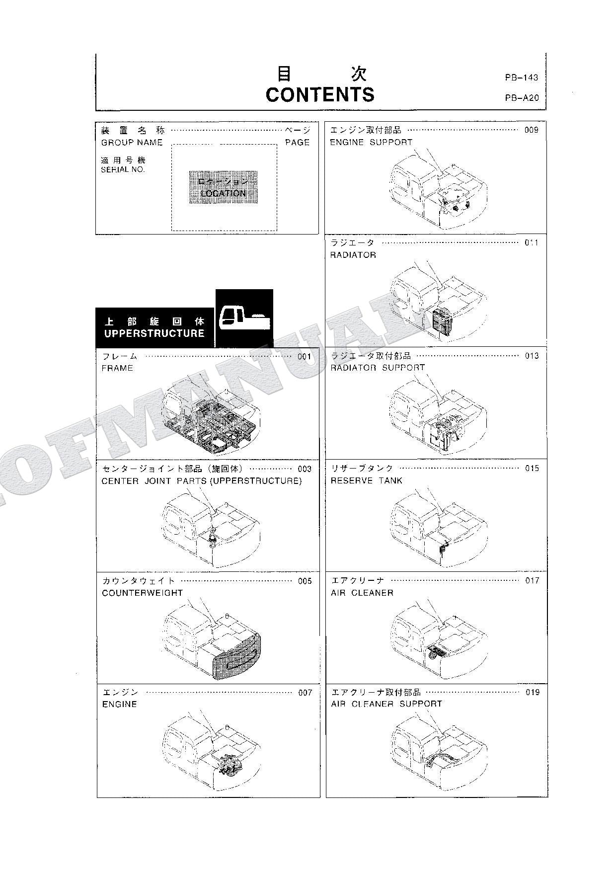 HITACHI EX120-5LY EX120-5X EX120-5E Excavator Parts Catalog Manual