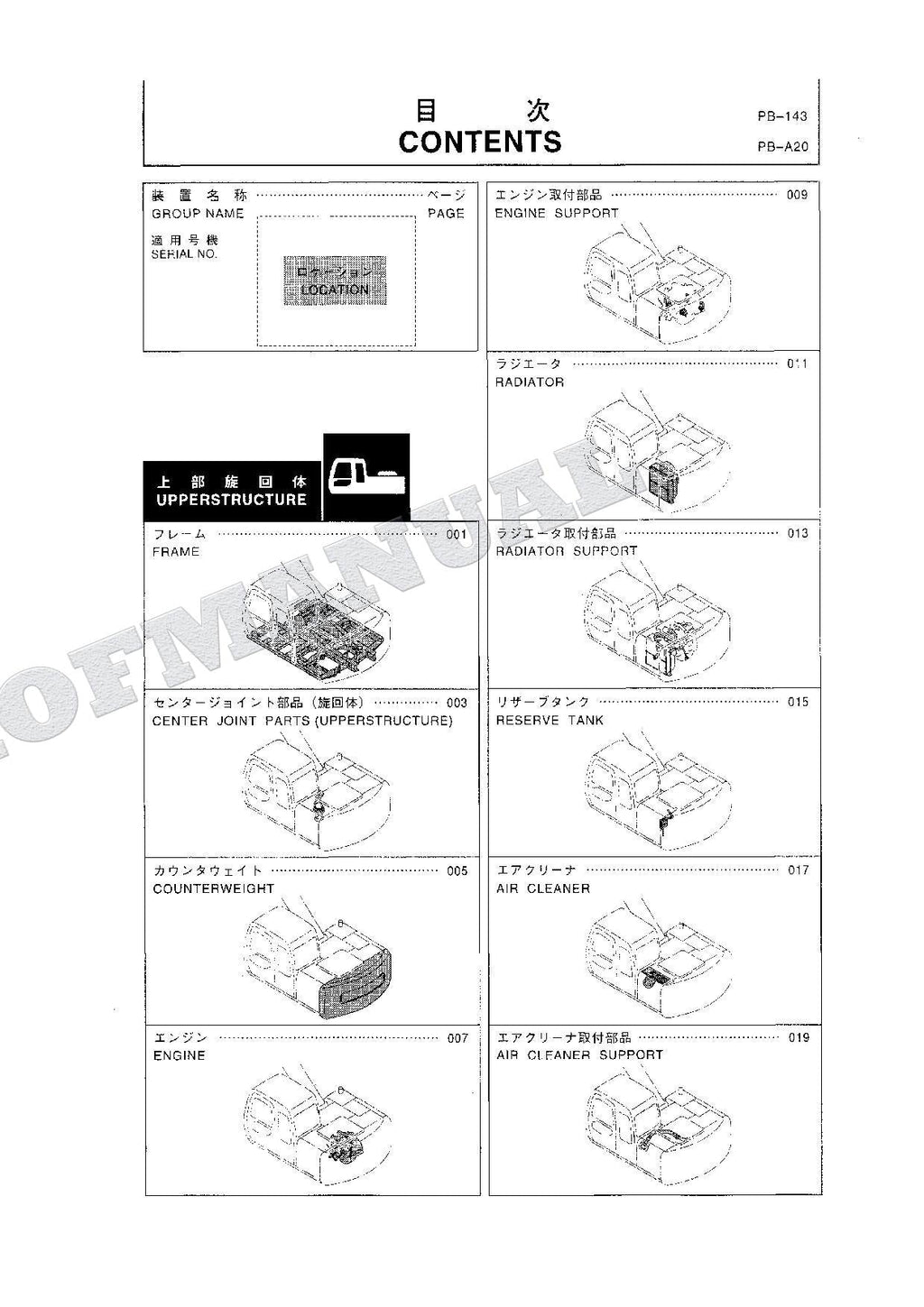 HITACHI EX120-5Z EX130H-5 EX130K-5 Excavator Parts Catalog Manual