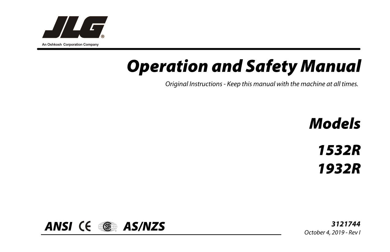 Manual del operador de mantenimiento y operación del elevador de tijera JLG 1532R 1932R