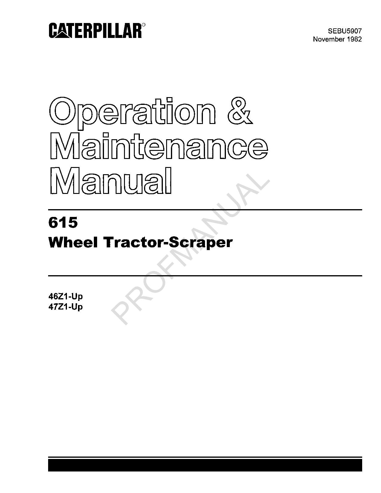 Manual de mantenimiento del operador de mototraílla Caterpillar 615