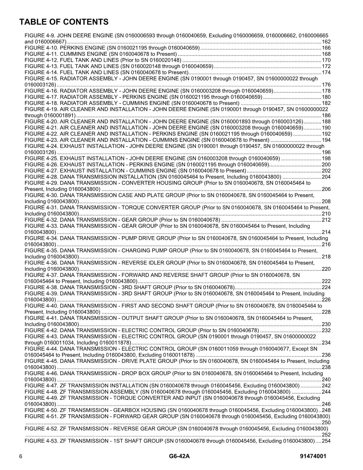Manual del catálogo de piezas del manipulador telescópico JLG G6-42A 91474001