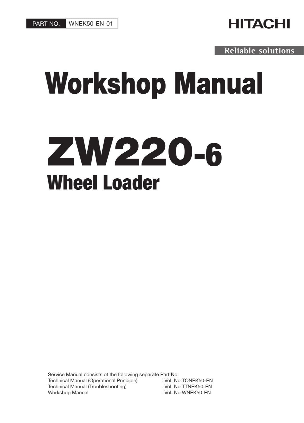Hitachi ZW220-6 Wheel Loader Workshop Manual