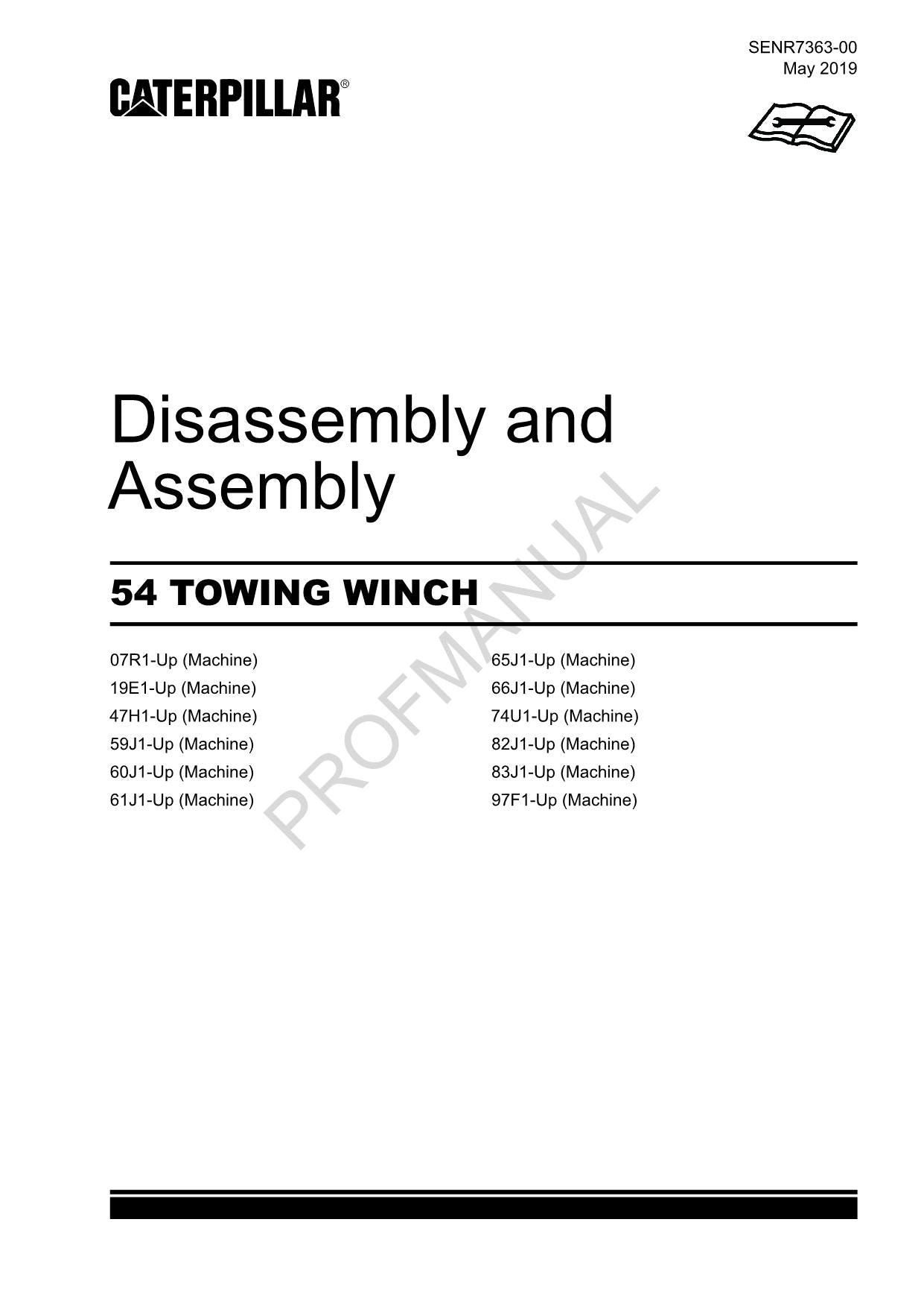 Caterpillar CAT 54 TOWING WINCH Manual Disassembly Assembly
