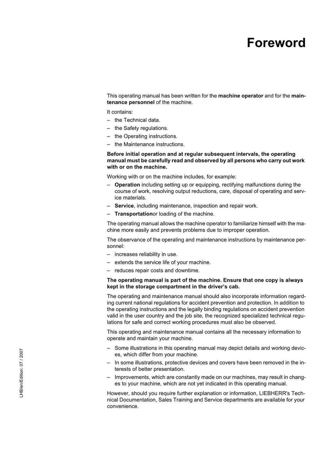 Liebherr A312 Litronic Excavator  Operators manual
