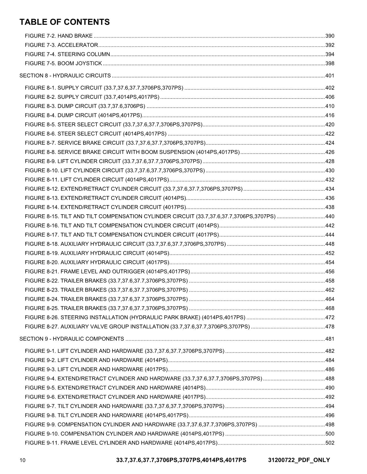 Manual del catálogo de piezas del manipulador telescópico JLG 33.7 37.6 37.7 3706PS 3707PS 4014PS 4017PS