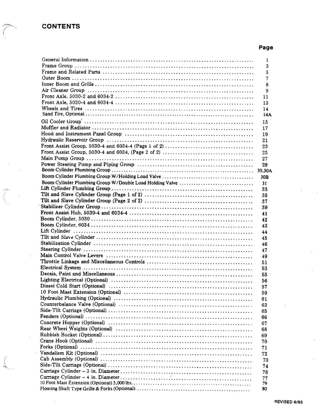 SKYTRAK 5030 6034 Telehandler Parts Catalog Manual