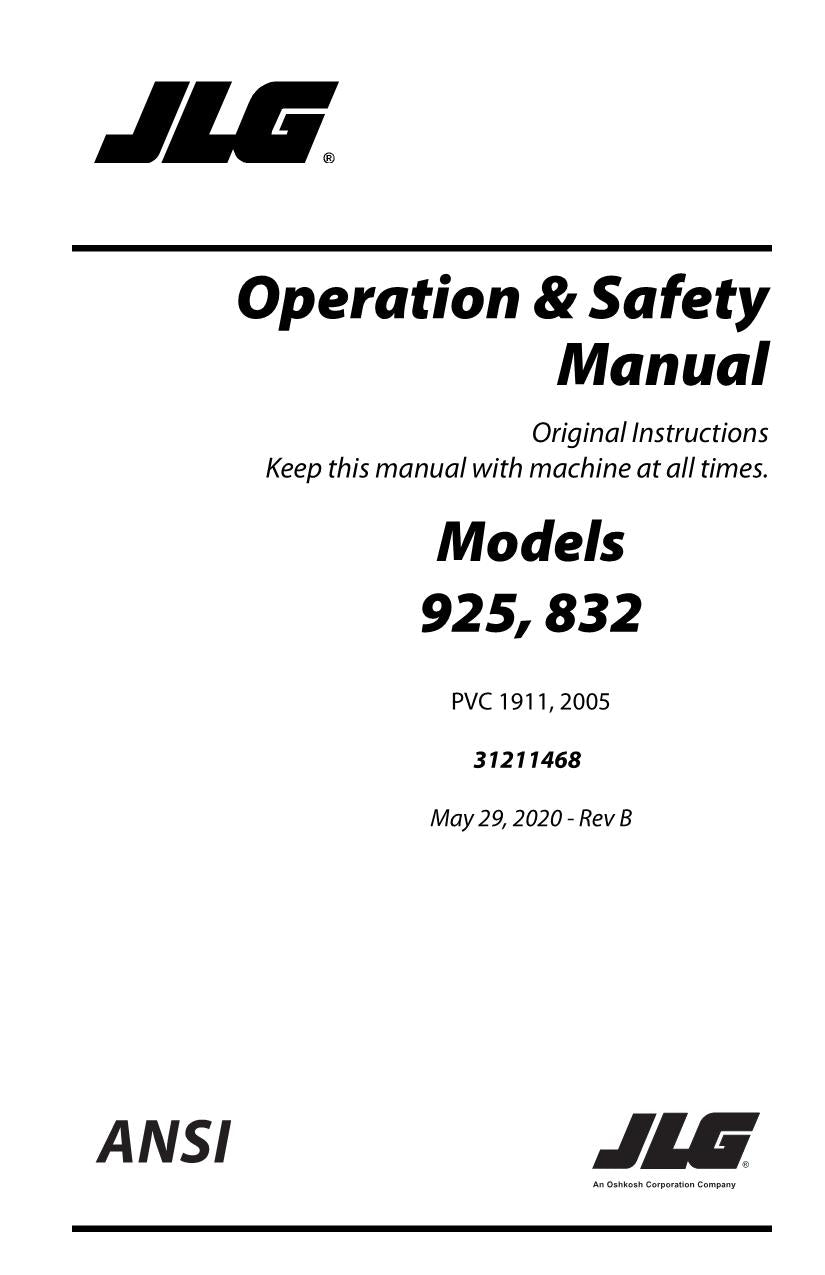 Manual del operador de mantenimiento y operación del manipulador telescópico JLG 832 925 31211468