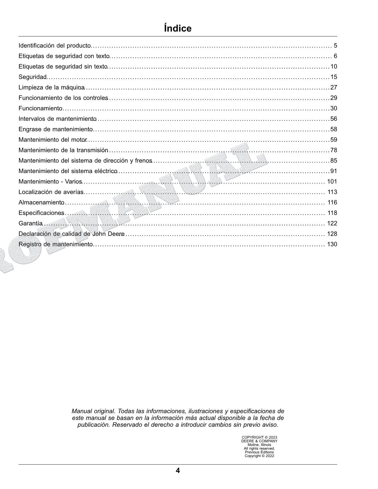 John Deere XUV 835E XUV 835R XUV 835M cocodrilo Manual del Operador 070001-