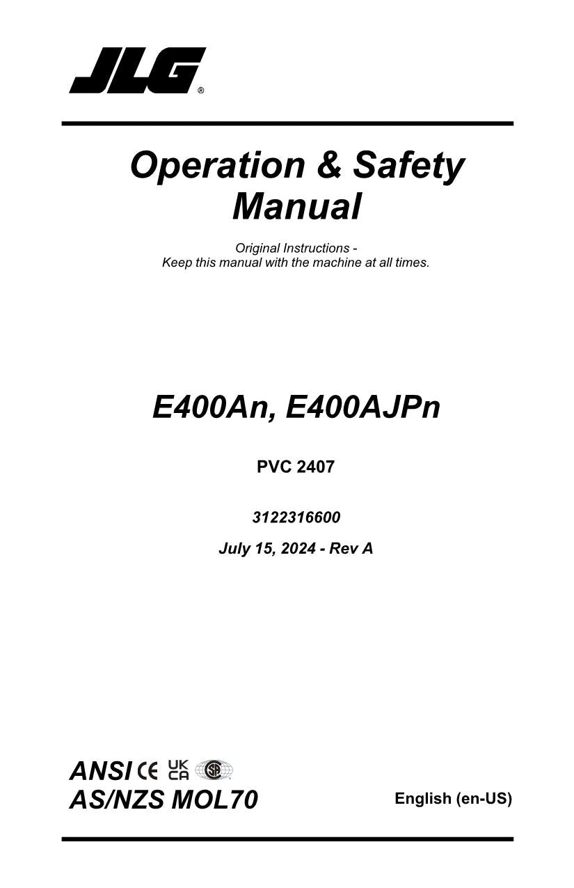 Manual del operador del elevador de pluma estrecha JLG E400A E40AJP