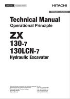 HITACHI ZX130-7 ZX130LCN-7 Excavator Operation Principle Ocean Technical Manual