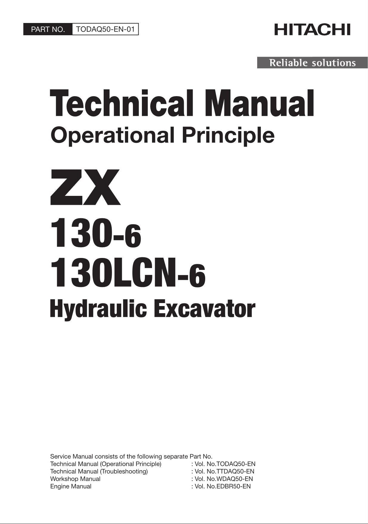 HITACHI ZAXIS ZX130-6 130LCN-6 Excavator Operational Principle Technical Manual