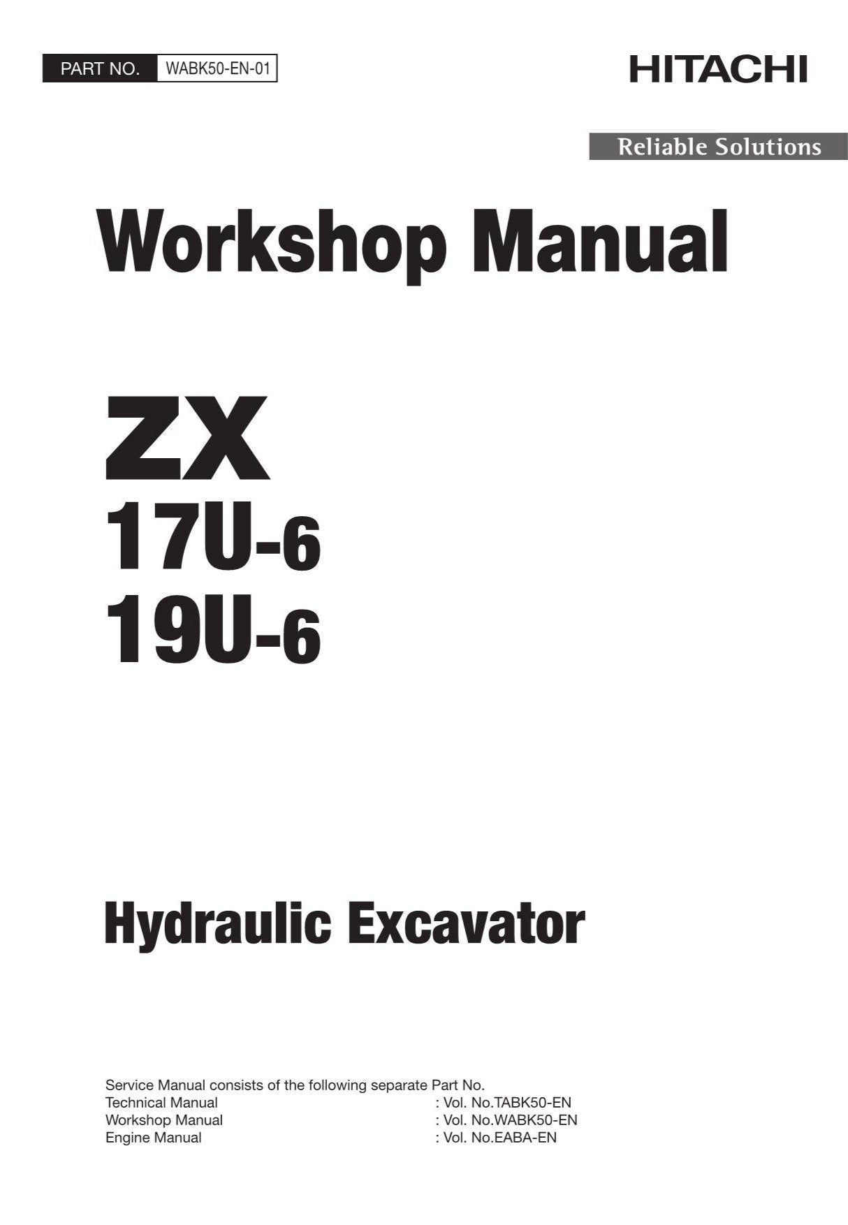 Manual de servicio y reparación de la excavadora Hitachi ZX17U-6 ZX19U-6