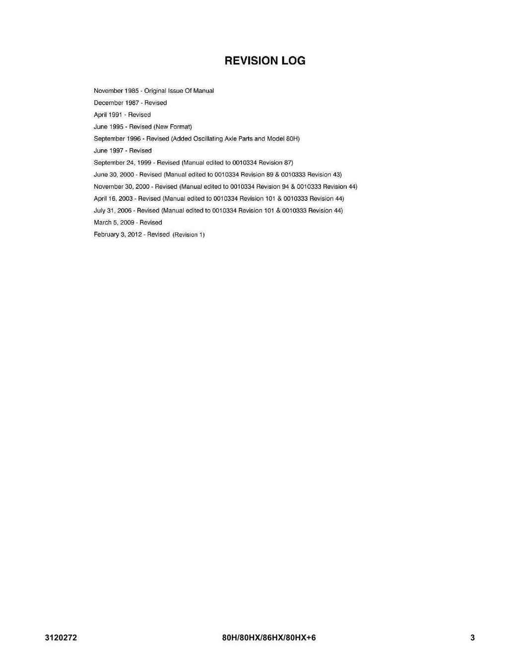 JLG 80H 80HX 80HX+6 86HX Boom Lift Parts Catalog Manual