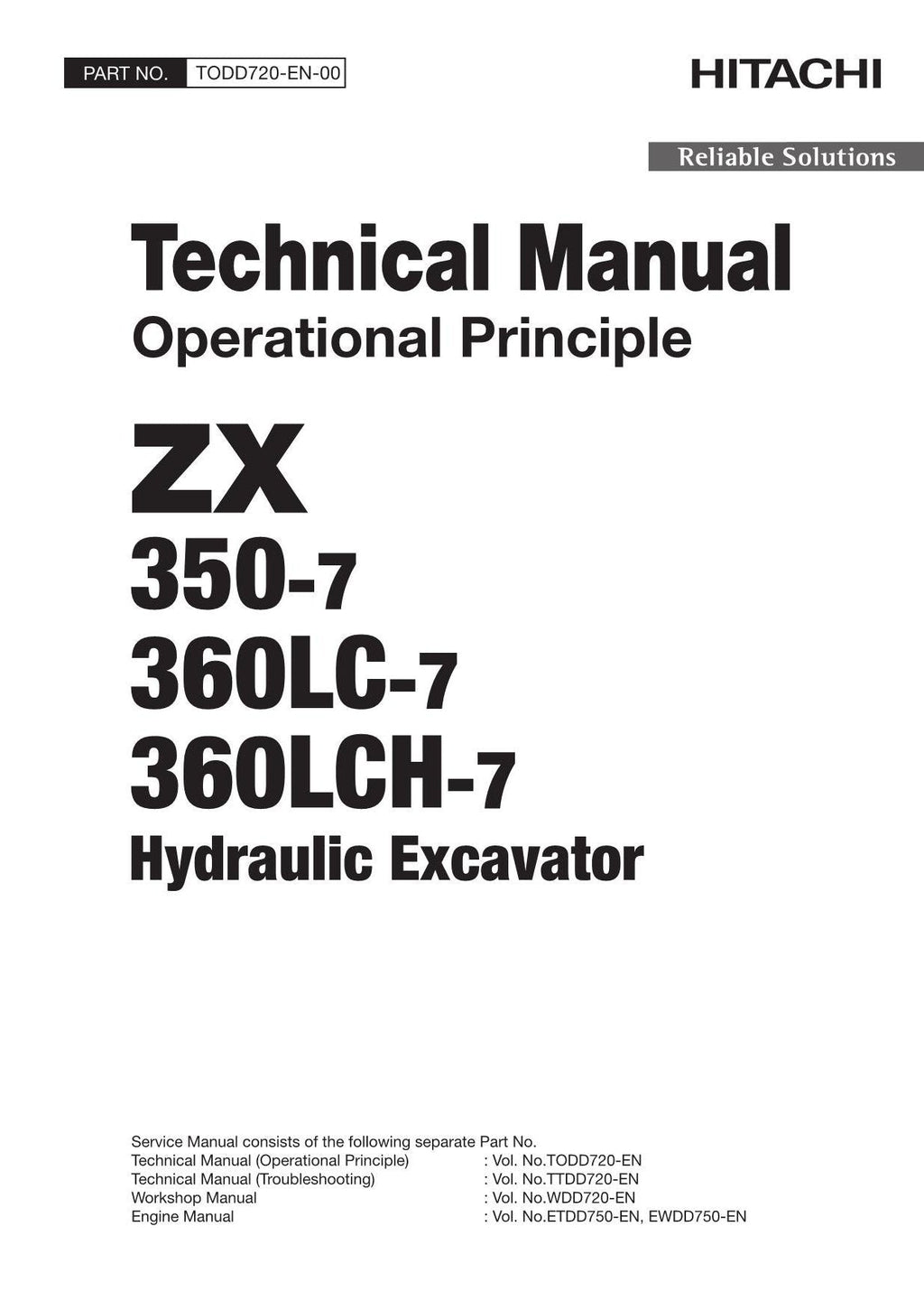 Hitachi ZX360LCH-7 Operational Principle Excavator Service Manual Oceanian ver