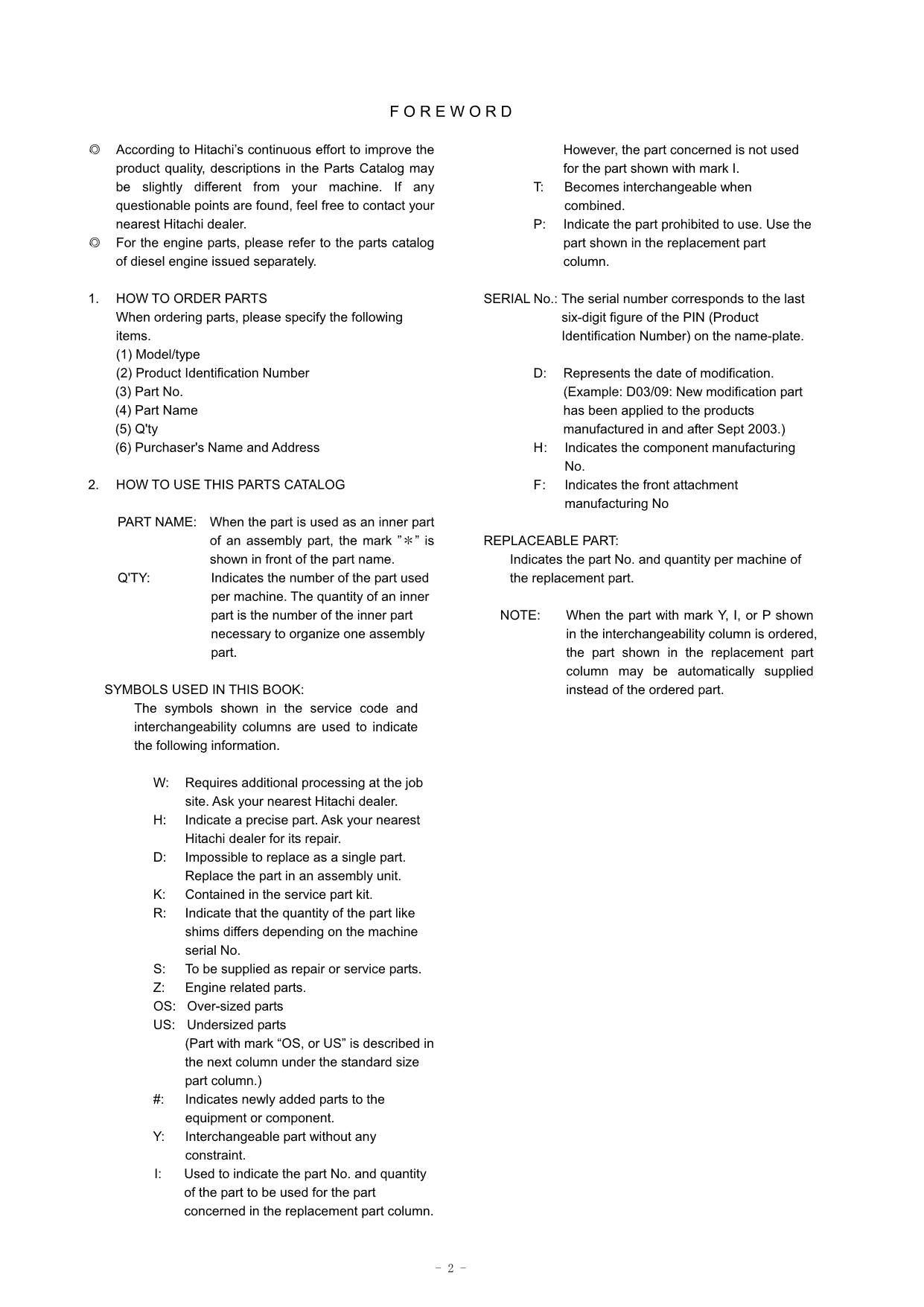 Hitachi ZW180-5A Wheel Loader Parts Catalog Manual SN 000101-up