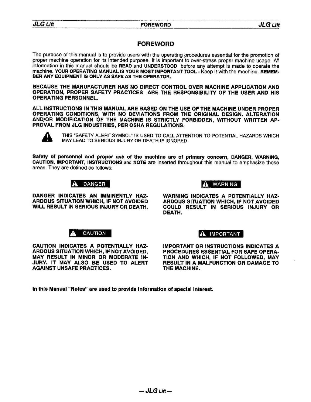 JLG 40ic 45ic Boom Lift Maintenance Operation Operators Manual 3120851