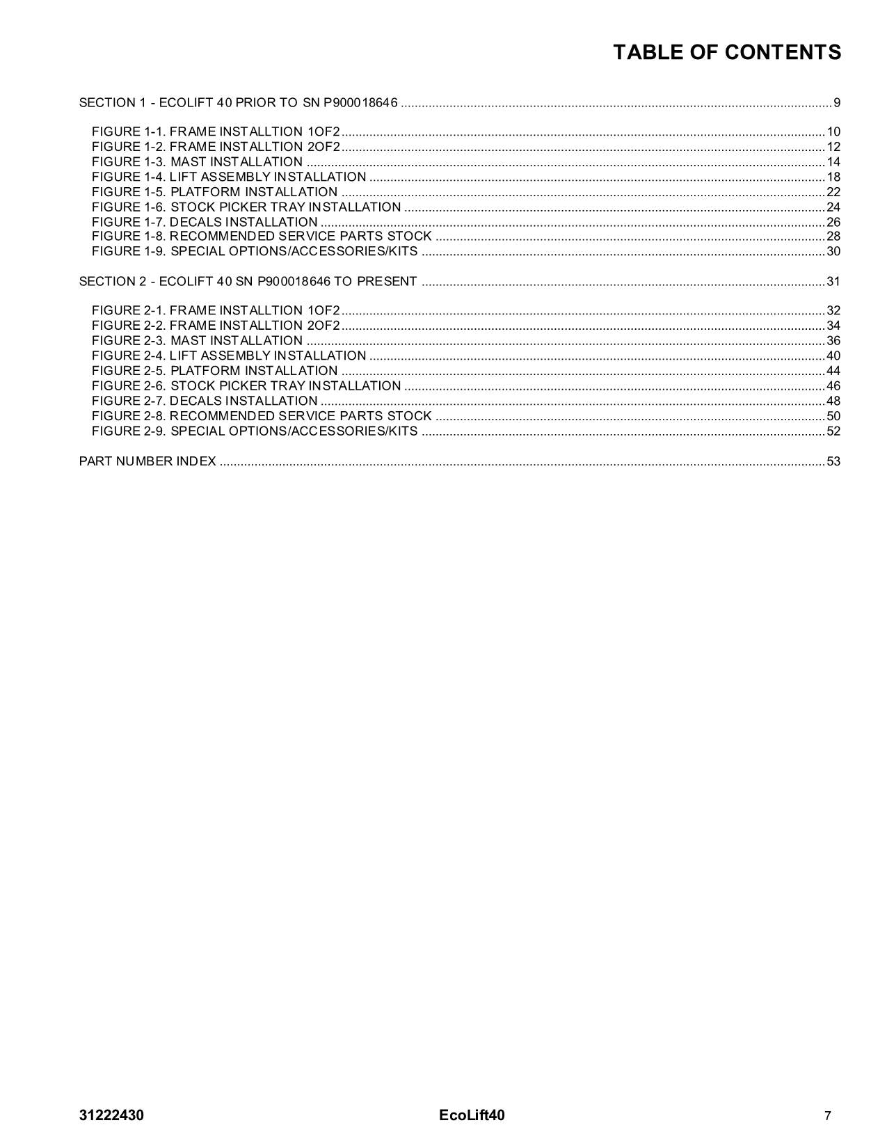 Manual del catálogo de piezas del mástil vertical JLG Ecolift 40