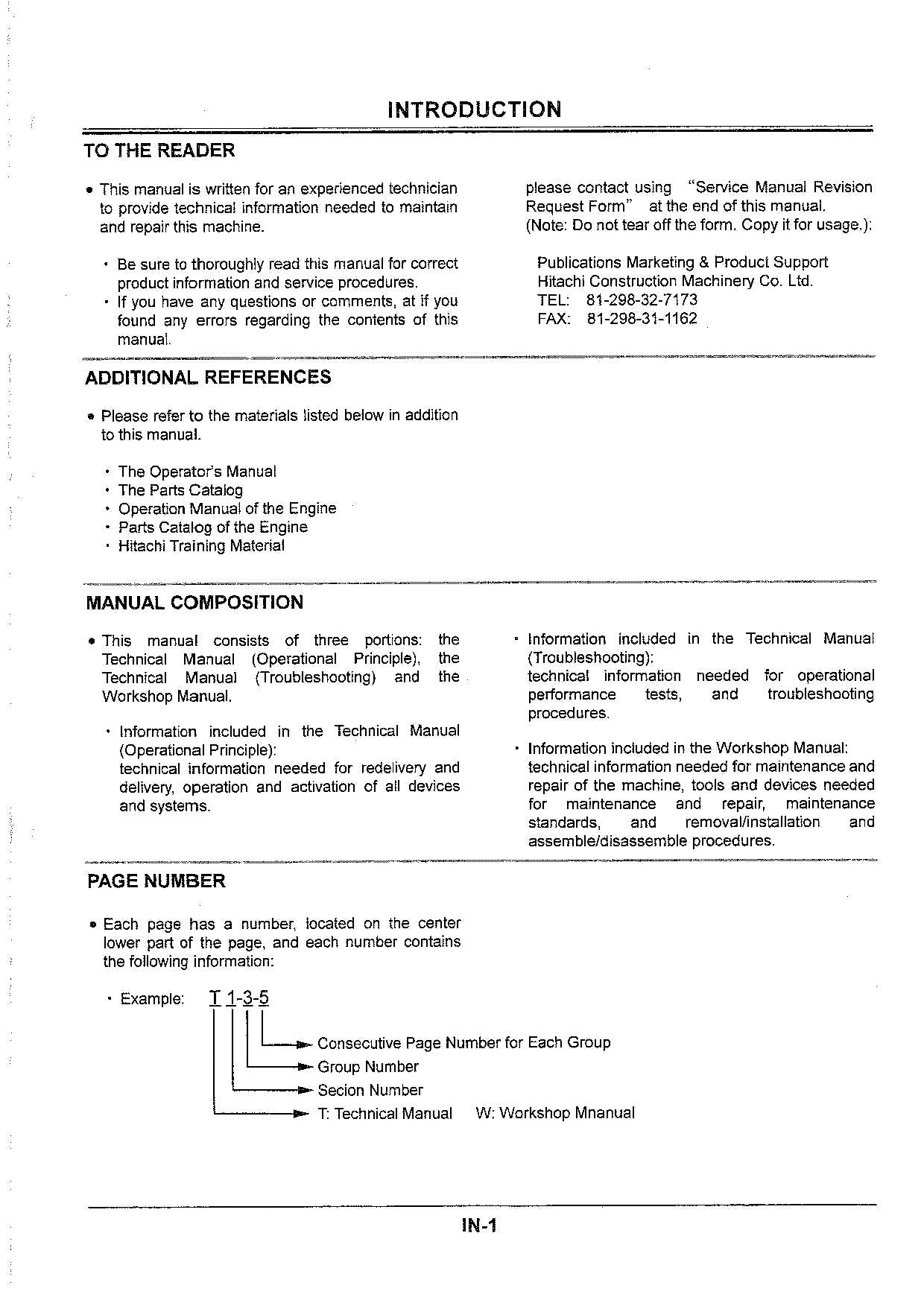 Manual de servicio del taller de la excavadora HITACHI EX75UR-3