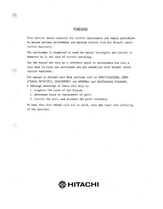 HITACHI UH143 EXCAVATOR SERVICE MANUAL