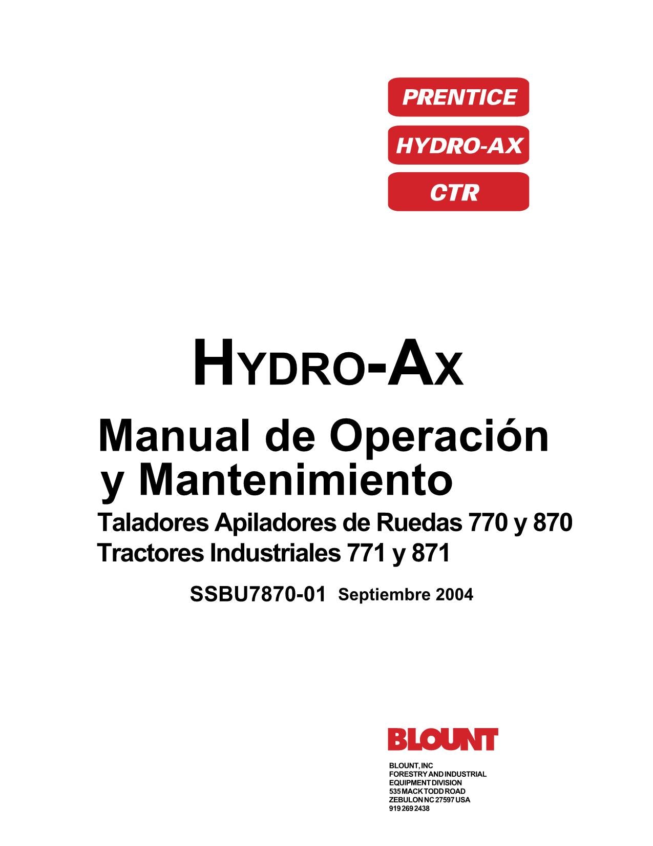 Caterpillar Hydro Ax OMM 770 870 771 871 Taladora Apiladora Manual de Operación