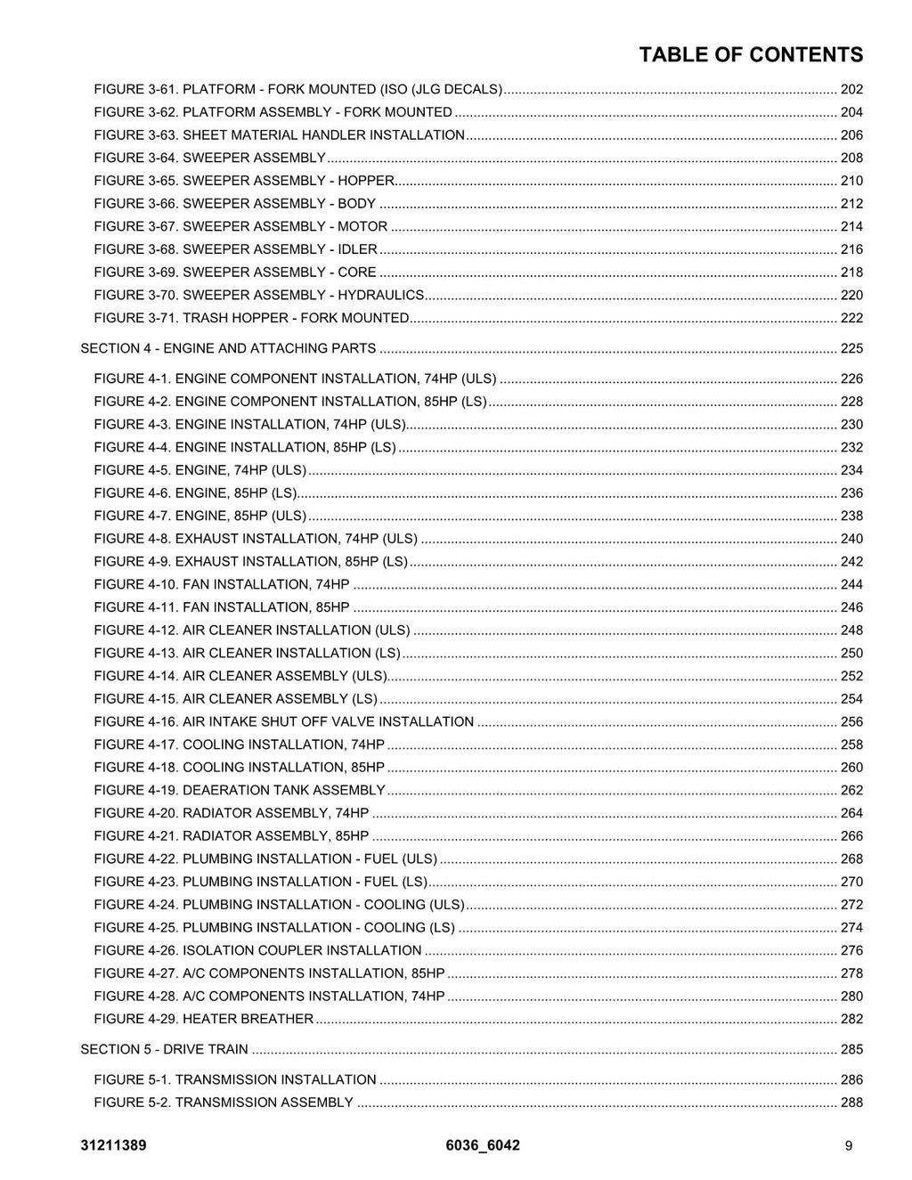 SKYTRAK 6036 6042 Telehandler Parts Catalog Manual 31211389