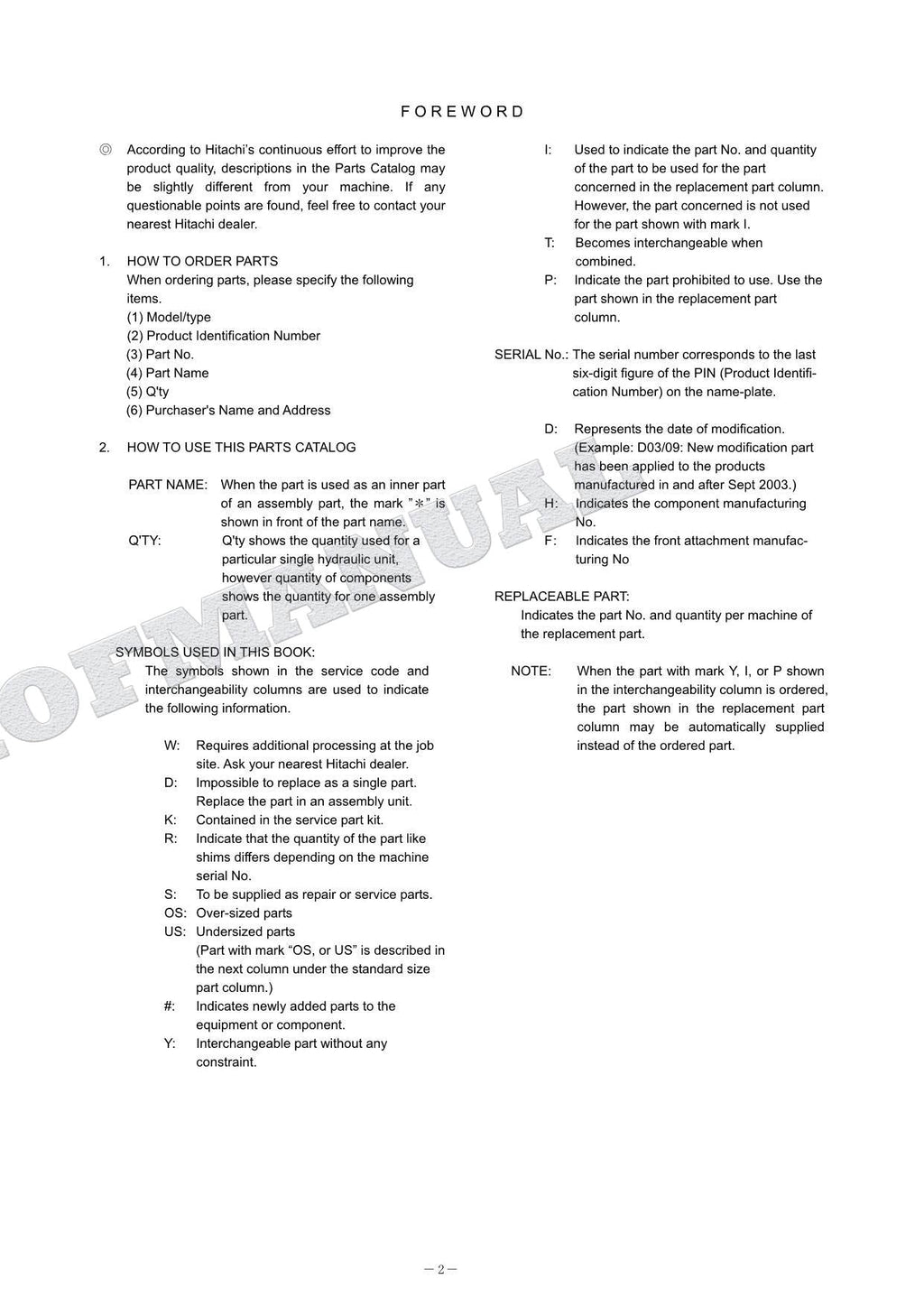 HITACHI ZAXIS ZX130L-5B Forestry Excavator Parts Catalog Manual SN 090001