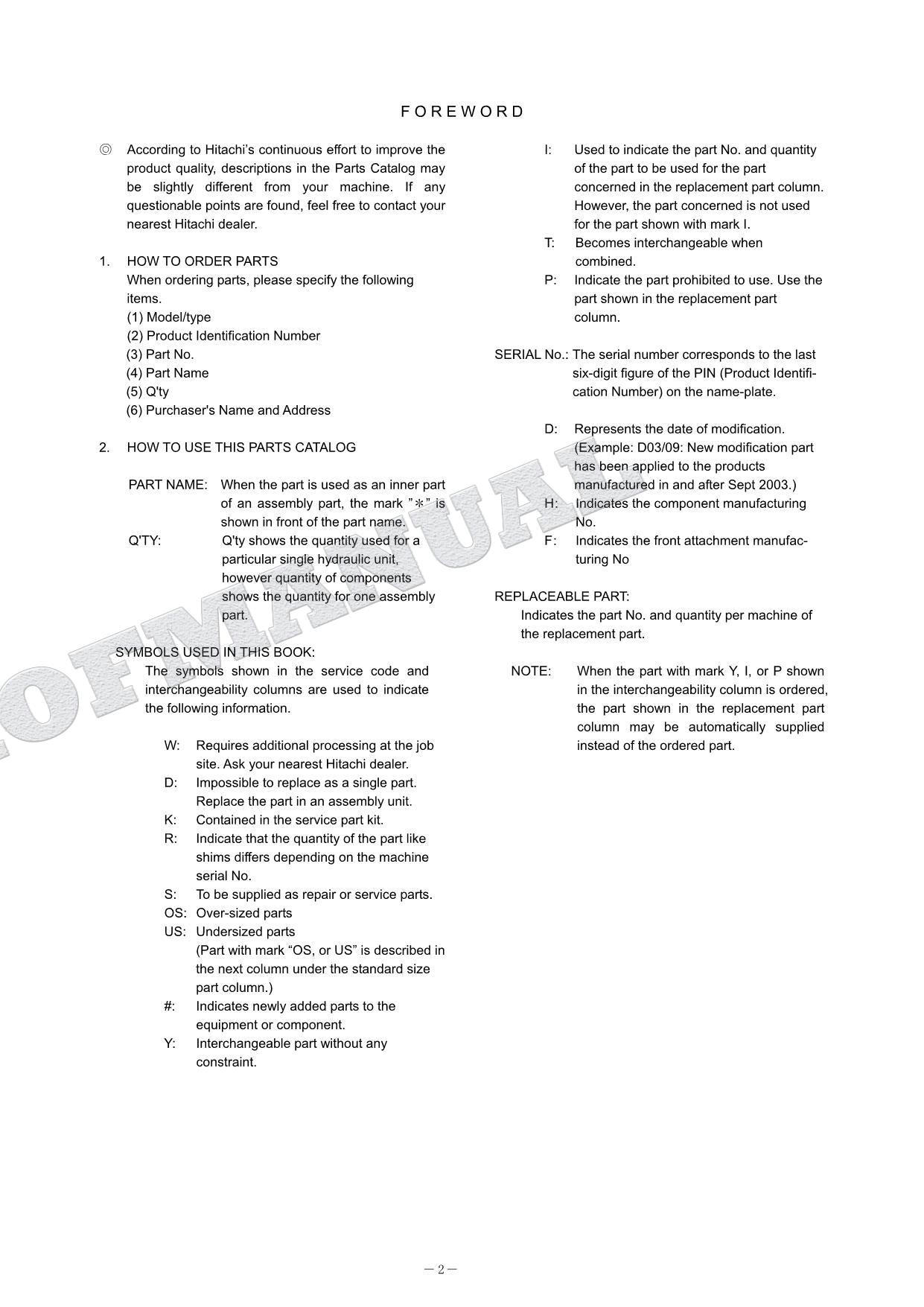 HITACHI ZAXIS ZX130L-5B Forestry Excavator Parts Catalog Manual SN 090001
