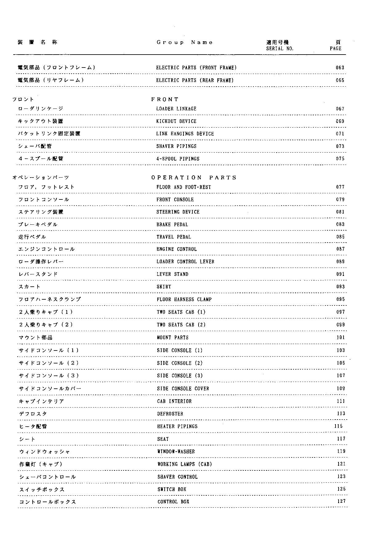 Hitachi LX80RS Wheel Loader Parts Catalog Manual SN 03004-up
