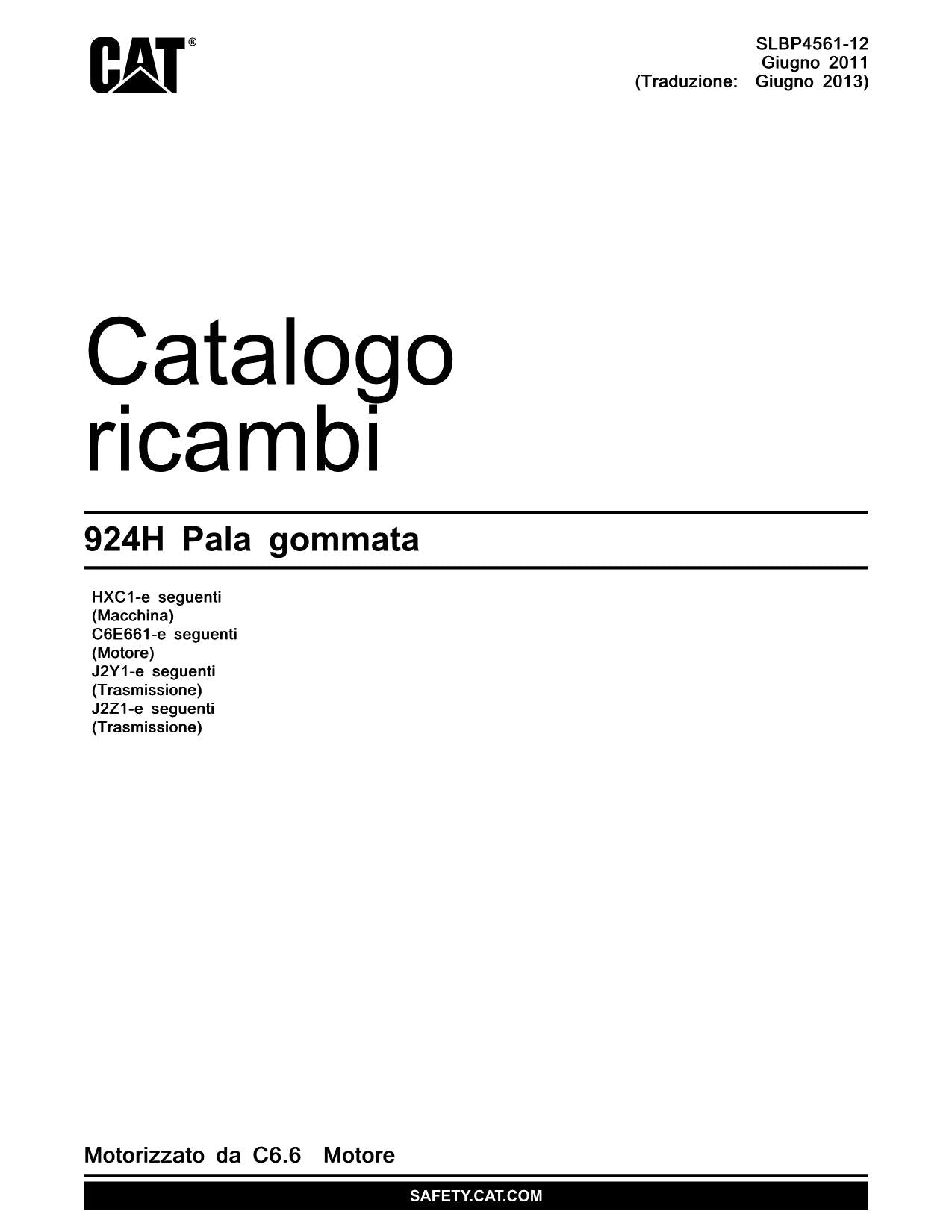 Caterpillar 924H Pala gommata Catalogo ricambi Italiano