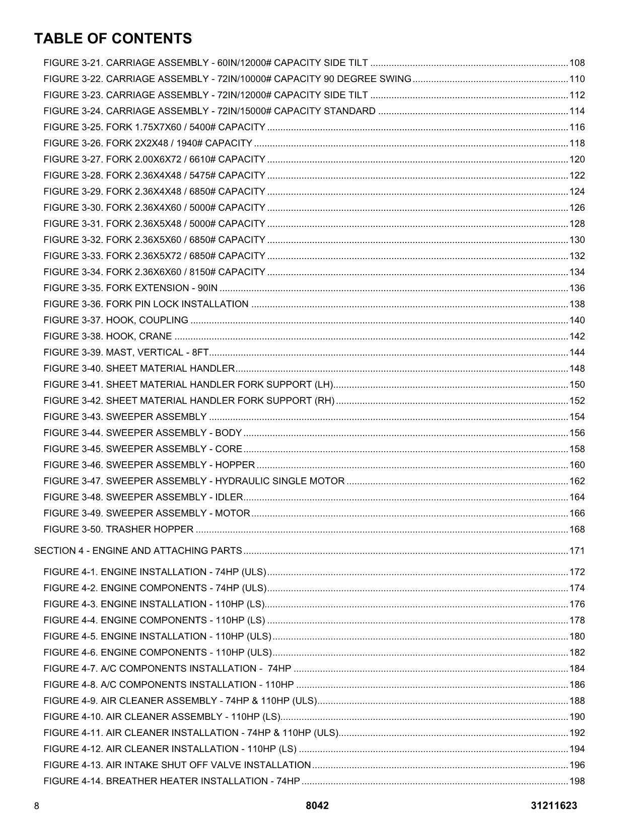 SKYTRAK 8042 Telehandler Parts Catalog Manual 31211623