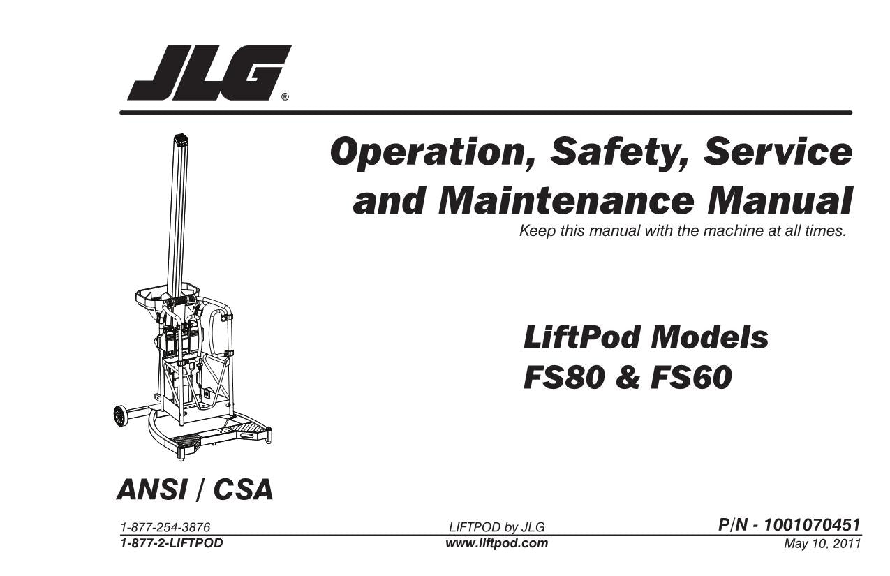 Catálogo de piezas de operación del mástil vertical JLG FS60 FS80 Manual de servicio